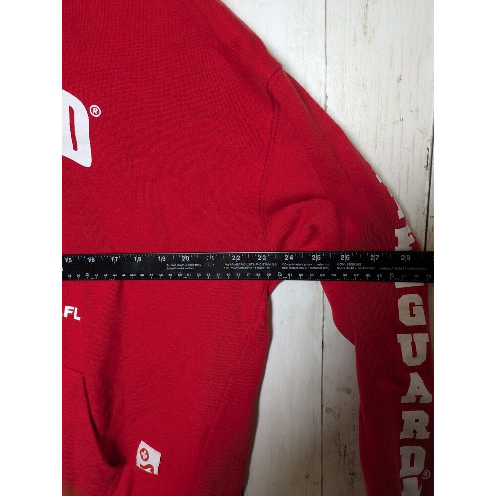Red Lifeguard Hoodie Surf Style Ft Walton Beach Florida Sweatshirt Size L - Picture 3 of 8